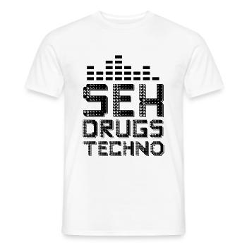 sex drogen Techno - Männer T-Shirt - Weiß - Vorne - AI Model Male 178 dark (178cm)