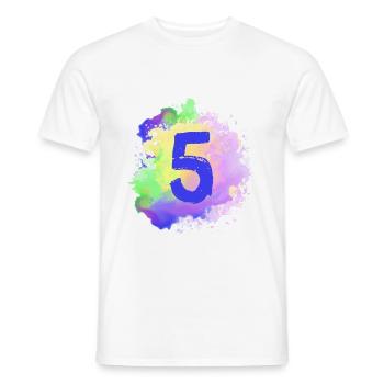 5 Number of blobs - Men's T-Shirt - white - Front - AI Model Male 178 dark (178cm)