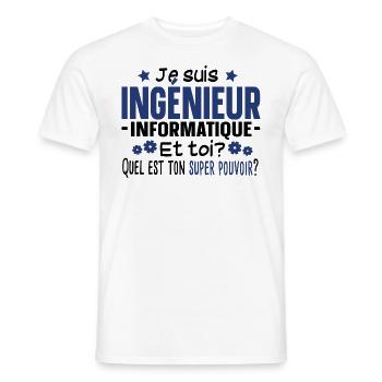 Ingénieur Métier Informatique Humour Citations - T-shirt homme - blanc - Devant - AI Model Male 178 dark (178cm)