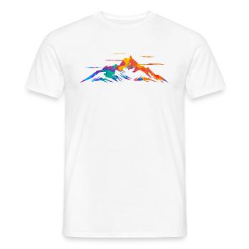 Mountains Mountaineers Hiking Splash Silhouette - Men's T-Shirt - white - Front - AI Model Male 178 dark (178cm)