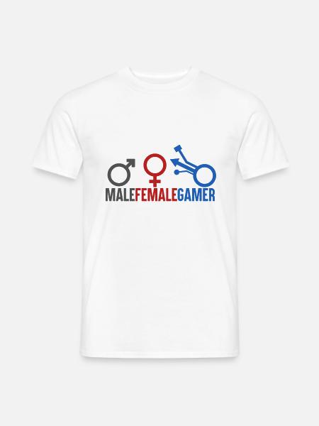 Gamer - MaleFemaleGamer - Männer T-Shirt - Weiß