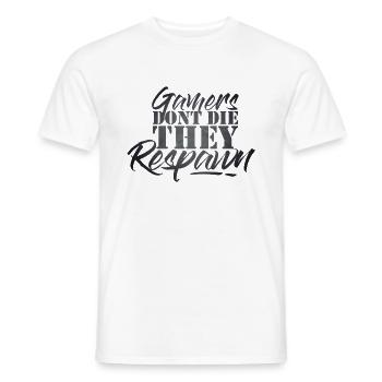 Gamers Dont Die They Respawn Grunge Texture - Men's T-Shirt - white - Front - AI Model Male 178 dark (178cm)
