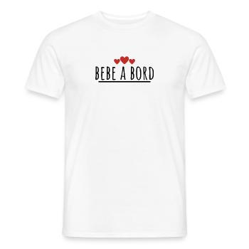 bébé à bord. t-shirt pour grossesse - T-shirt homme - blanc - Devant - AI Model Male 178 dark (178cm)