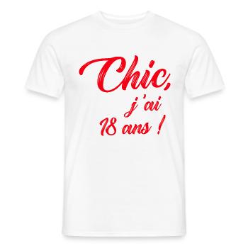 anniversaire chic j'ai 18 ans ! rouge - T-shirt homme - blanc - Devant - AI Model Male 178 dark (178cm)
