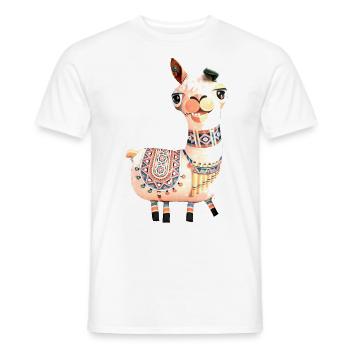 Lama,alpaka, Illustration, Comic - Männer T-Shirt - Weiß - Vorne - AI Model Male 178 dark (178cm)