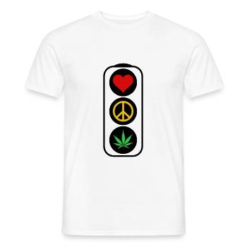 Feu de signalisation Coeur Paix Weed Love Paix Cannabis Love - T-shirt homme - blanc - Devant - AI Model Male 178 dark (178cm)