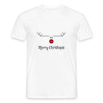 Merry Christmas Moose Minimal Art Christmas Xmas - Men's T-Shirt - white - Front - AI Model Male 178 dark (178cm)