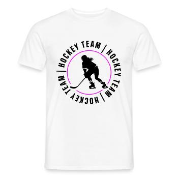 Joueur de club de l’équipe de hockey sur glace - T-shirt homme - blanc - Devant - AI Model Male 178 dark (178cm)