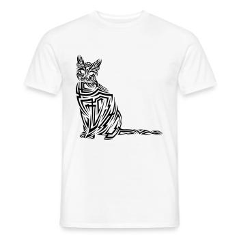 Tatouage tribal de chat - T-shirt homme - blanc - Devant - AI Model Male 178 dark (178cm)