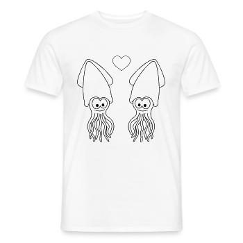 Squid Comic Couple Love - Men's T-Shirt - white - Front - AI Model Male 178 dark (178cm)