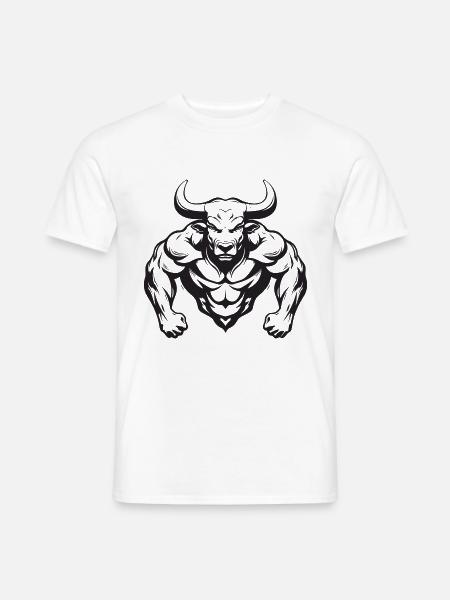 Bulle Stier Muskeln Workout Gym - Männer T-Shirt - Weiß