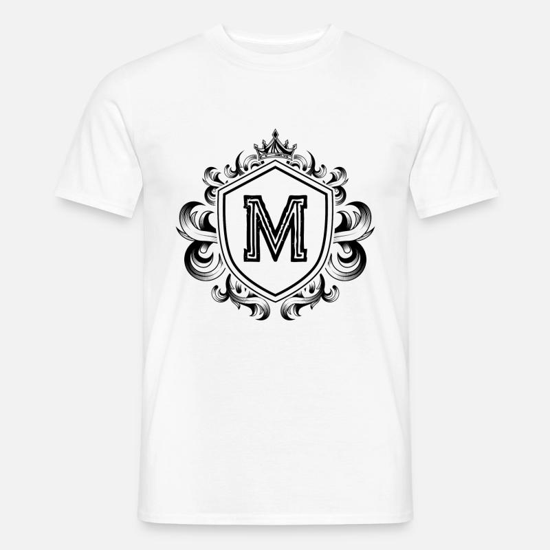 M Buchstabe Wappen - Männer T-Shirt - Weiß
