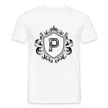 P letter coat of arms - Men's T-Shirt - white - Front - AI Model Male 178 dark (178cm)