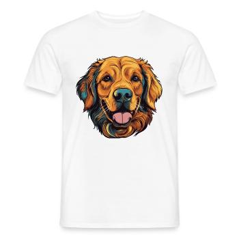 Portrait de chien Golden Retriever - T-shirt homme - blanc - Devant - AI Model Male 178 dark (178cm)