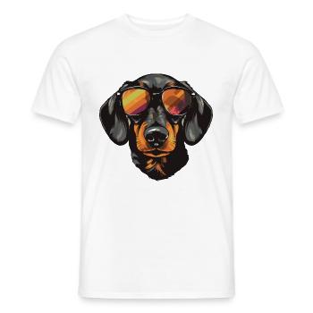 Dachshund Hund Kopf Porträt Dackel - Männer T-Shirt - Weiß - Vorne - AI Model Male 178 dark (178cm)
