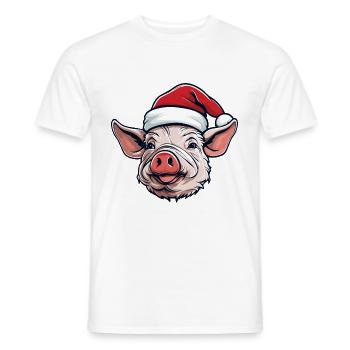 Pig Head Sow Christmas Portrait - Men's T-Shirt - white - Front - AI Model Male 178 dark (178cm)