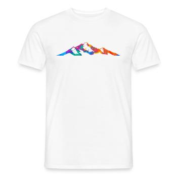 Mountains Mountaineers Hiking Splash Silhouette - Men's T-Shirt - white - Front - AI Model Male 178 dark (178cm)