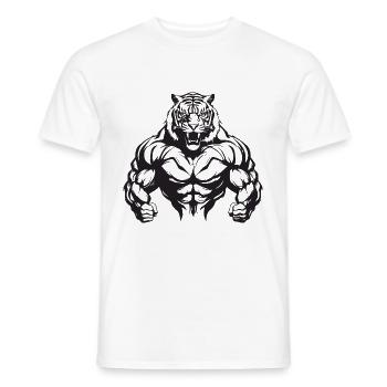 Gymnase d’entraînement Tiger Muscles - T-shirt homme - blanc - Devant - AI Model Male 178 dark (178cm)