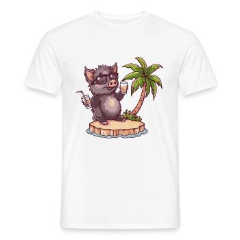 Pig Summer Wild Boar - Men's T-Shirt - white - Front - AI Model Male 178 dark (178cm)