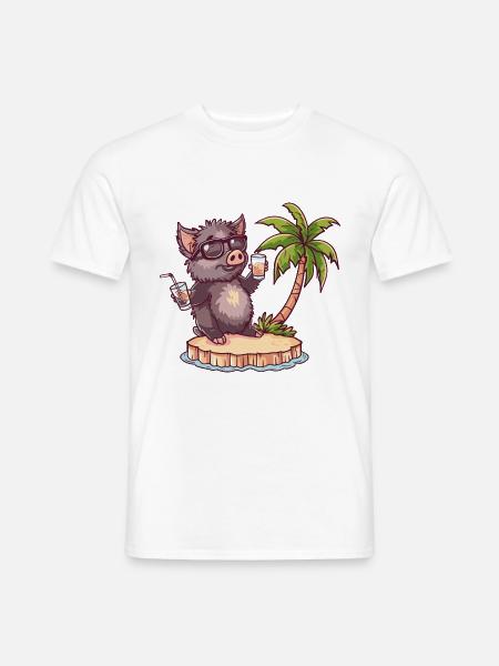 Schwein Sommer Wildschwein - Männer T-Shirt - Weiß