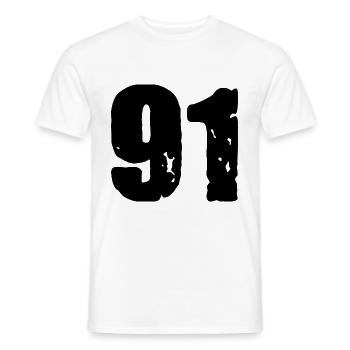91 number jersey - Men's T-Shirt - white - Front - AI Model Male 178 dark (178cm)