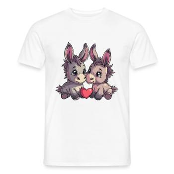 Couple d'ânes amoureux des animaux pour la Saint-Valentin - T-shirt homme - blanc - Devant - AI Model Male 178 dark (178cm)