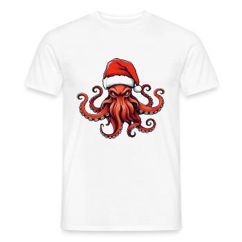 Oktopus Krake Weihnachten Portät - Männer T-Shirt - Weiß - Vorne - AI Model Male 178 dark (178cm)