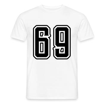 69 Zahl Symbol - Männer T-Shirt - Weiß - Vorne - AI Model Male 178 dark (178cm)