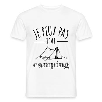 je peux pas j’ai camping humour campeur sport - T-shirt homme - blanc - Devant - AI Model Male 178 dark (178cm)