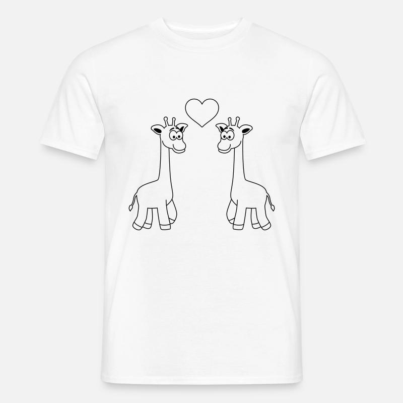 Giraffe Comic Tier Paar Liebe - Männer T-Shirt - Weiß