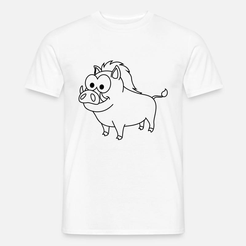 Wildschwein Comic Tier - Männer T-Shirt - Weiß
