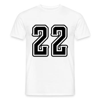 Symbool van 22 cijfers - Heren T-shirt - wit - Voor - AI Model Male 178 dark (178cm)