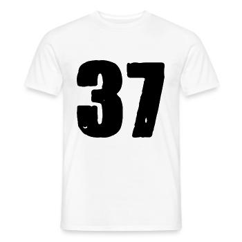Maillot numéro 37 - T-shirt homme - blanc - Devant - AI Model Male 178 dark (178cm)