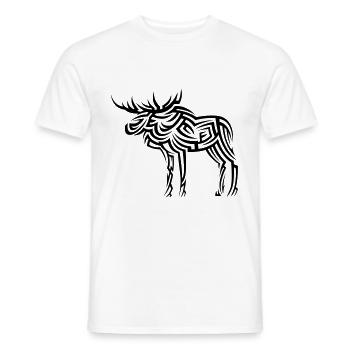 Tatouage tribal d’orignal - T-shirt homme - blanc - Devant - AI Model Male 178 dark (178cm)