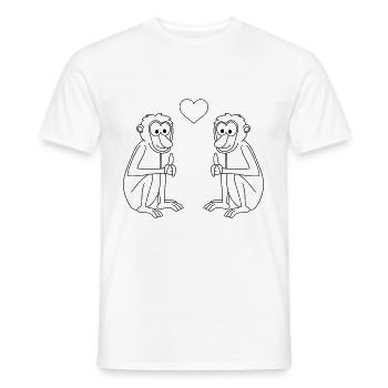 Affe comic Paar liebe - Männer T-Shirt - Weiß - Vorne - AI Model Male 178 dark (178cm)