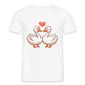 Goose Couple In Love Animal Valentine's Day - Men's T-Shirt - white - Front - AI Model Male 178 dark (178cm)