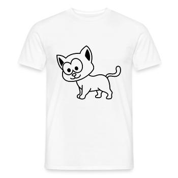 Katze Comic Tier - Männer T-Shirt - Weiß - Vorne - AI Model Male 178 dark (178cm)