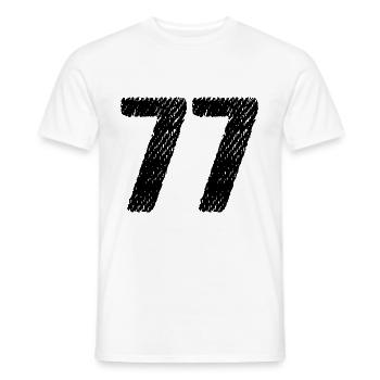 77 Zahl Trikot - Männer T-Shirt - Weiß - Vorne - AI Model Male 178 dark (178cm)