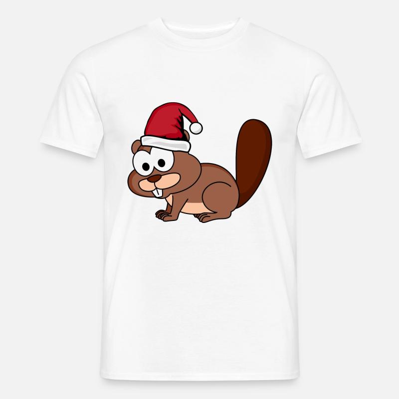 Biber Comic Weihnachten - Männer T-Shirt - Weiß