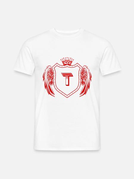 T Buchstabe Wappen - Männer T-Shirt - Weiß