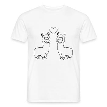 Alpaka Comic Paar liebe - Männer T-Shirt - Weiß - Vorne - AI Model Male 178 dark (178cm)