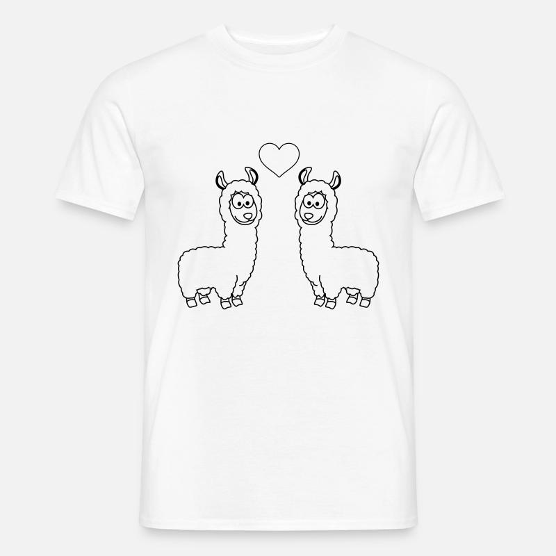 Alpaka Comic Paar liebe - Männer T-Shirt - Weiß