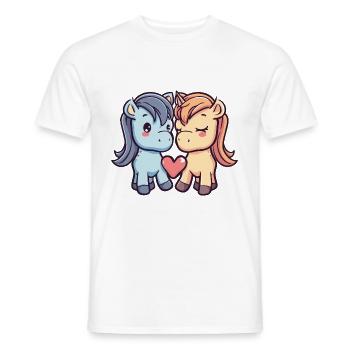 Couple De Chevaux Amoureux Animal Saint Valentin - T-shirt homme - blanc - Devant - AI Model Male 178 dark (178cm)