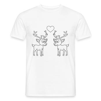 Hirsch Comic Couple Love - Men's T-Shirt - white - Front - AI Model Male 178 dark (178cm)