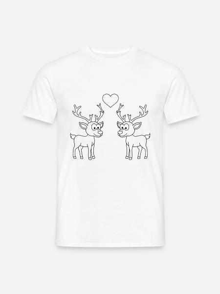 Hirsch Comic Paar Liebe - Männer T-Shirt - Weiß