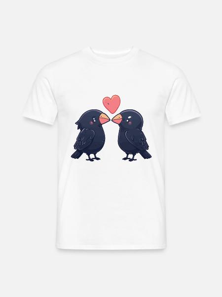 Rabe Paar Krähe Verliebt Tiere Valentinstag - Männer T-Shirt - Weiß