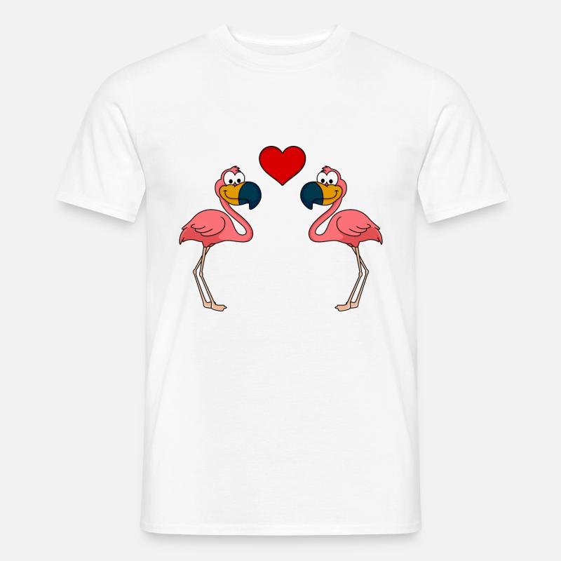 Flamingo Comic Paar liebe - Männer T-Shirt - Weiß