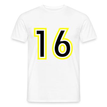 16 Zahl College - Männer T-Shirt - Weiß - Vorne - AI Model Male 178 dark (178cm)