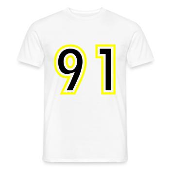 91 Number College - Men's T-Shirt - white - Front - AI Model Male 178 dark (178cm)