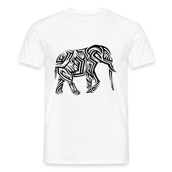Tatouage tribal d’éléphant - T-shirt homme - blanc - Devant - AI Model Male 178 dark (178cm)